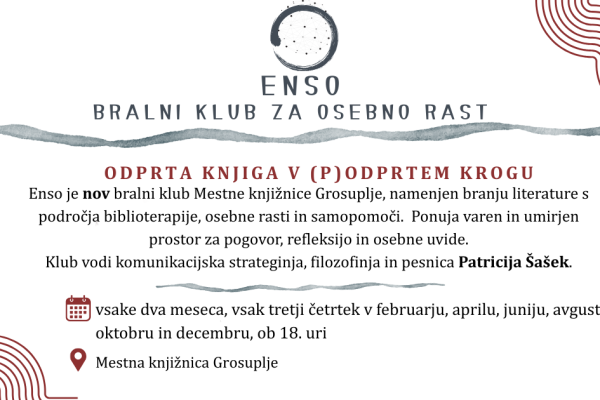 Srečanje novega bralnega kluba ENSO (Grosuplje)