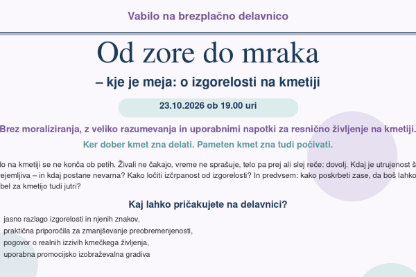 Vabilo Delavnica Izgorelost Na Kmetiji Spletna